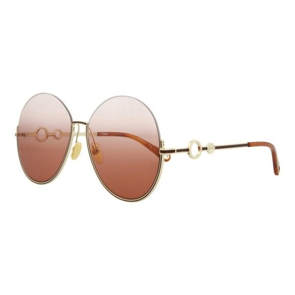 New Authentic Chloé Womens Round/Oval Gold Gold Orange Fashion Designer Sunglass - Picture 4 of 5